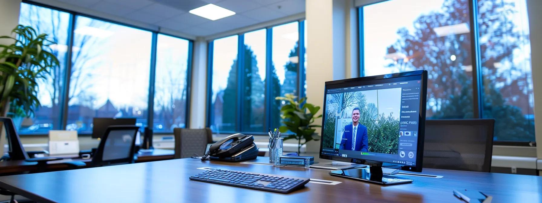 a sleek, modern office environment showcases a computer screen displaying glowing testimonials from satisfied richmond homeowners about a moving company, underscoring the importance of customer feedback in making informed decisions.